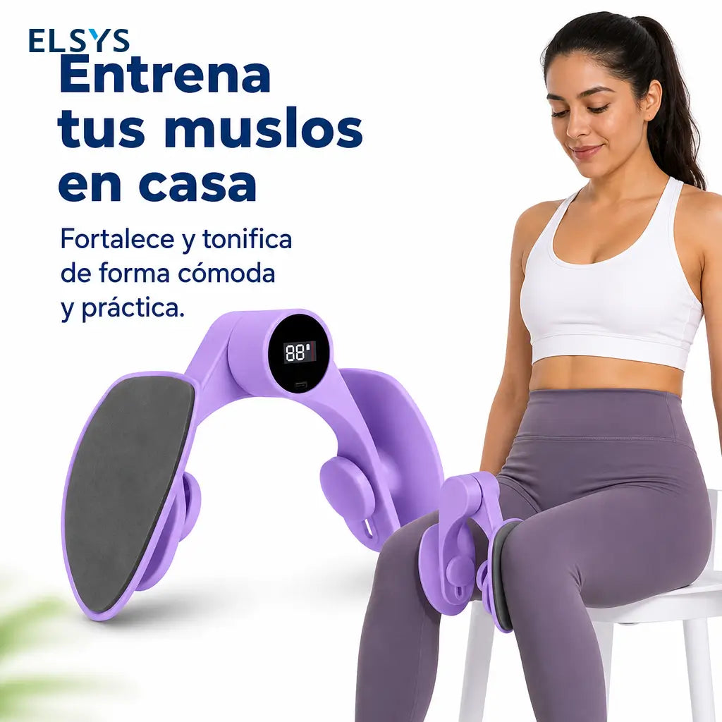 Ejercitador de piernas portátil con contador electrónico y giro 360° para fortalecer muslos internos, glúteos y piso pélvico en casa fácilmente