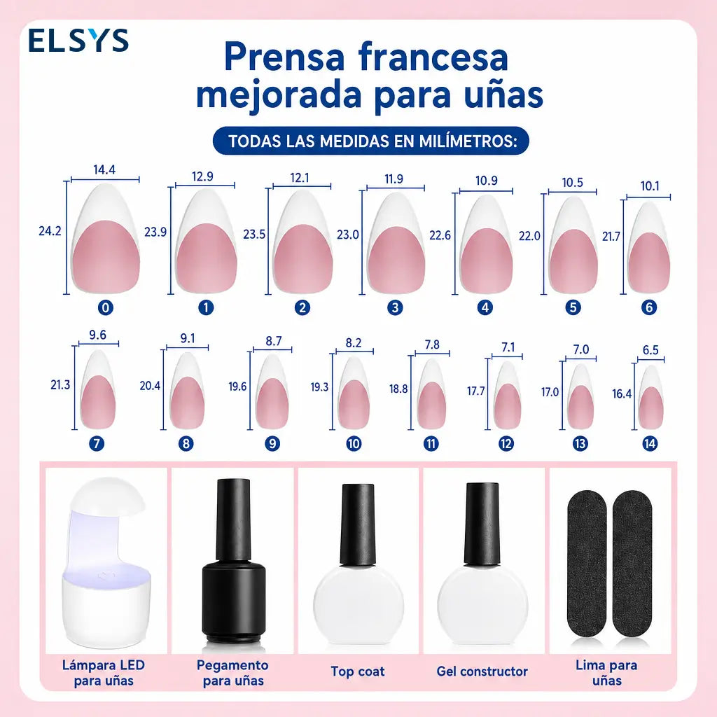 Kit de uñas press on francesas de gel suave, 154 piezas con lámpara mini para manicura francesa DIY en casa hasta 28 días