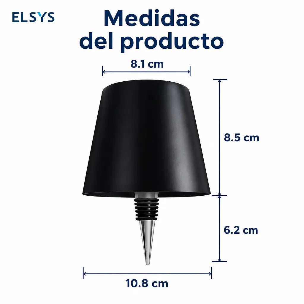 Lámpara LED inalámbrica para botella con control táctil, luz RGB regulable y carga USB-C para bar, recámara o camping