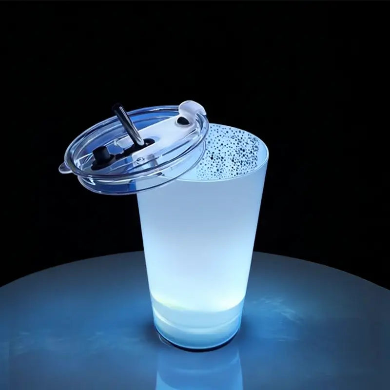 Vaso LED Luminoso para Fiestas de 415ml con Tapa y Popote - Colores Personalizables