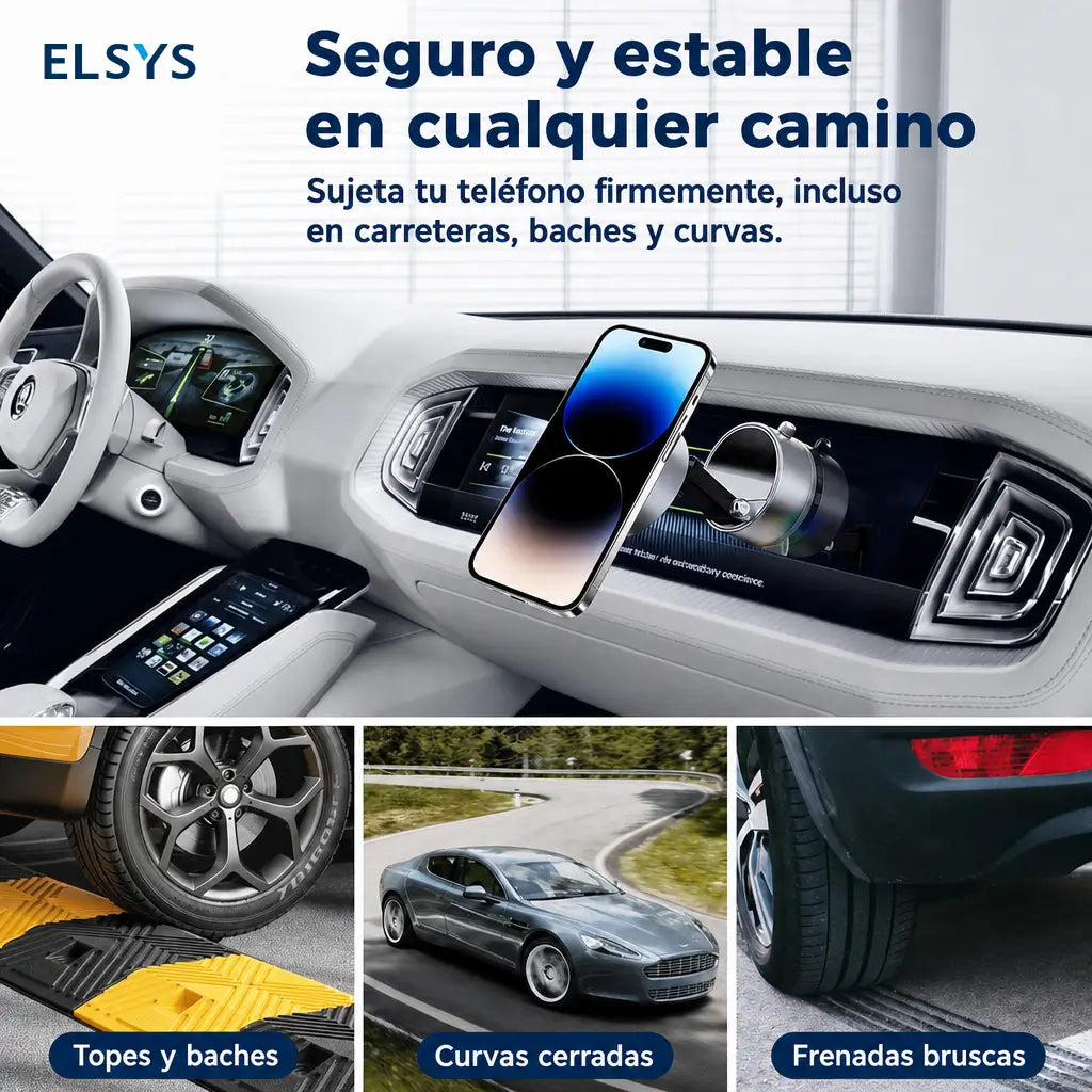 Soporte para celular de auto compatible con fundas gruesas, brazo extensible y gancho metálico para ventilación, tablero o parabrisas