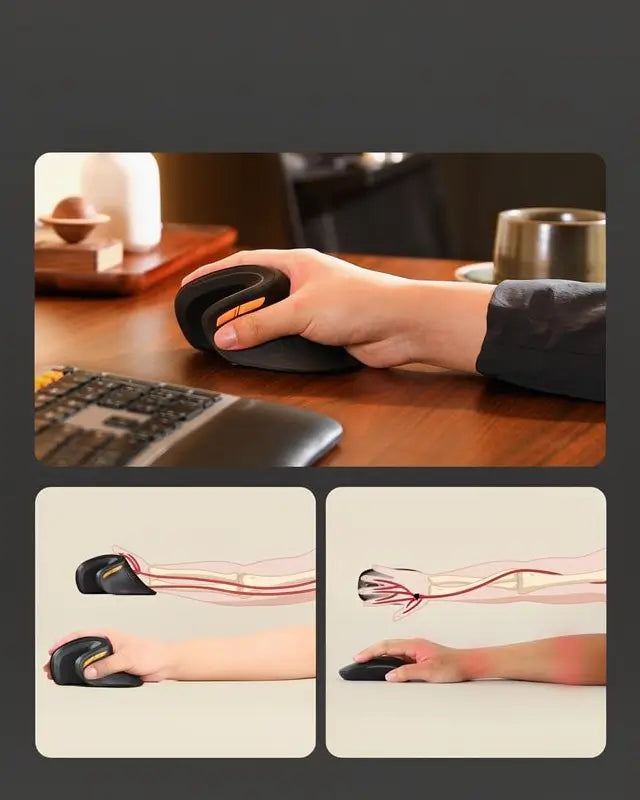Mouse Vertical Ergonómico Bluetooth, Ratón Óptico Inalámbrico Recargable, Conexión para 3 Dispositivos, DPI Ajustable de 3 Niveles