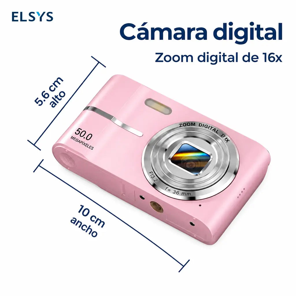 Cámara digital compacta 1080P con zoom 16X y tarjeta 32GB para estudiantes, viajes y fotos fáciles en cualquier salida