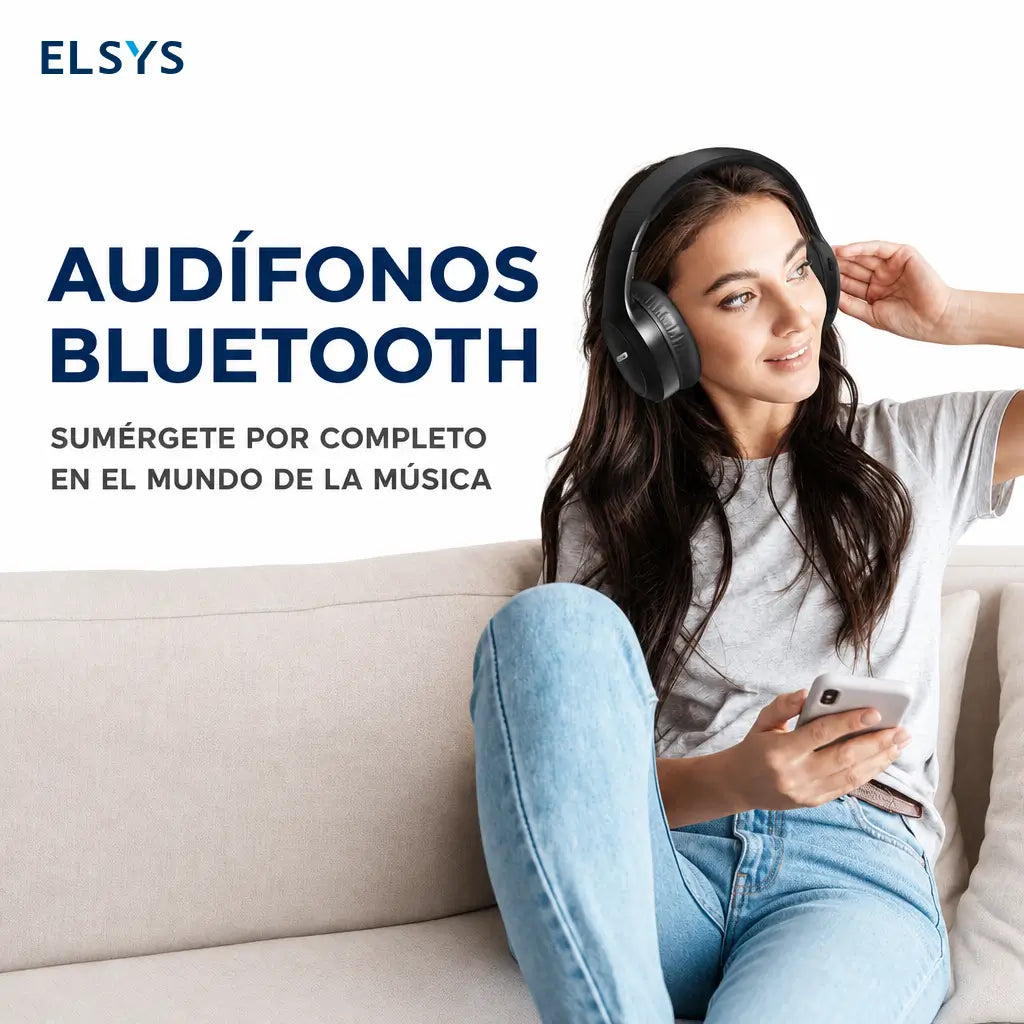 Audífonos Bluetooth over ear plegables con 65 h de batería, micrófono integrado y conexión 3.5 mm para gaming y trabajo diario