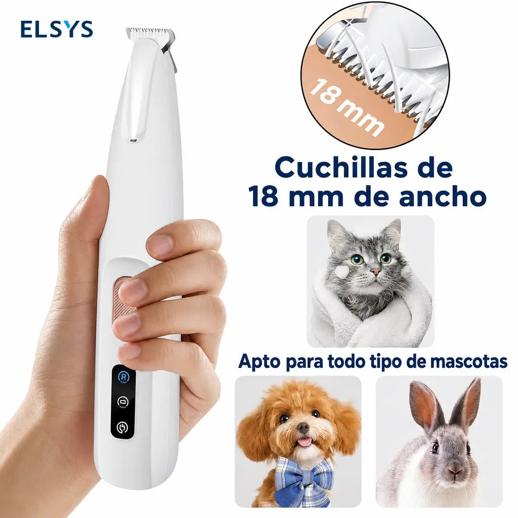 Rasuradora recargable para mascotas con luz LED, corte silencioso de precisión para patitas, cara y orejas de perros y gatos pequeños