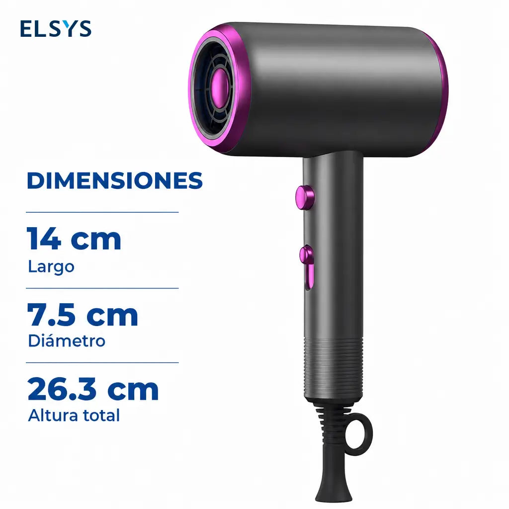 Secadora de cabello compacta G2 con tecnología iónica, aire frío rápido y accesorios para alisar, definir rizos y reducir frizz