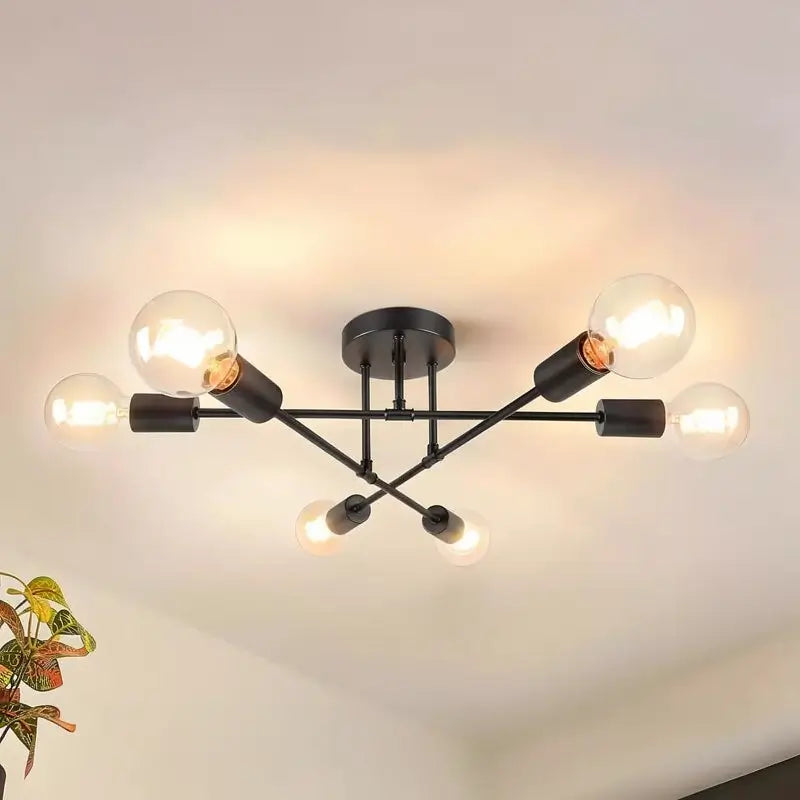 Lámpara de Techo de 6 Luces, Diseño Moderno e Industrial