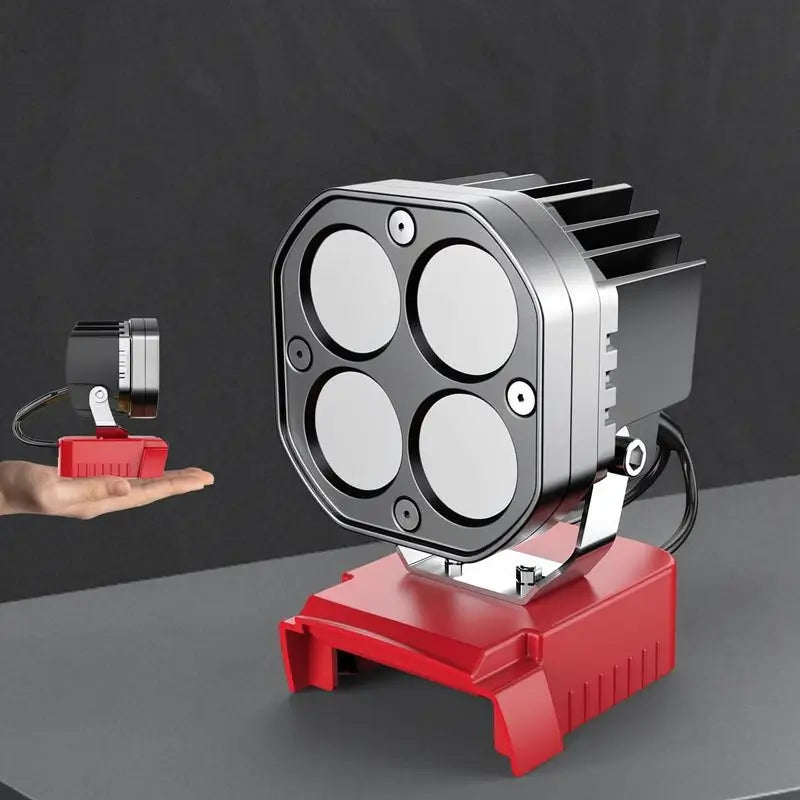 Lámpara de Trabajo LED Inalámbrica 18V – 40W 6000LM Compatible con Batería Milwaukee, Reflector Ajustable para Construcción, Taller Mecánico y Camping
