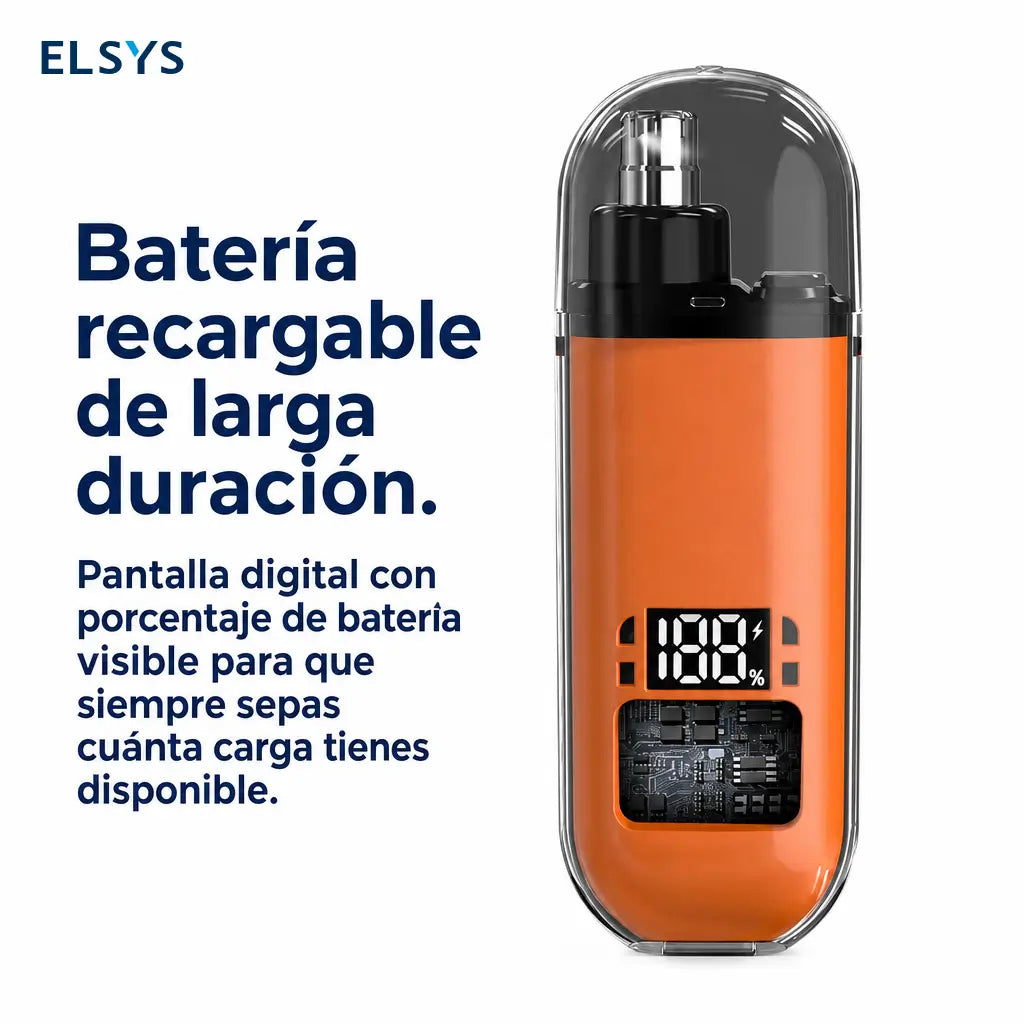 Recortadora de vello nasal recargable USB-C con pantalla LED, corte 360° sin jalones para cejas, rostro y uso diario en casa