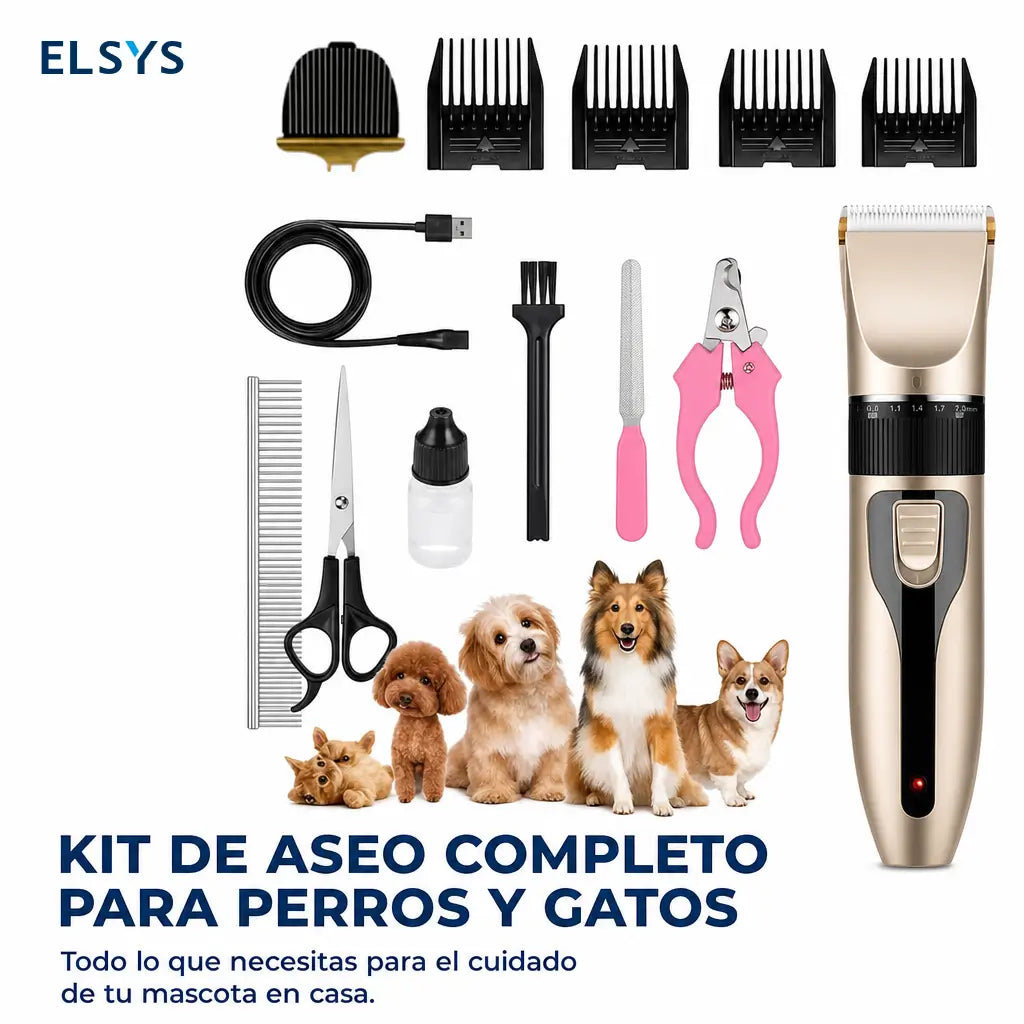 Cortadora inalámbrica para mascotas con cuchillas afiladas y peines 3-12 mm para perros, gatos y conejos en casa