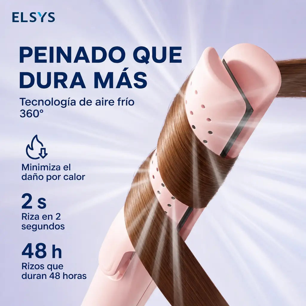 Plancha y rizador 2 en 1 con aire frío 360° para peinar ondas, rizos y cabello lacio en casa sin maltratar tanto