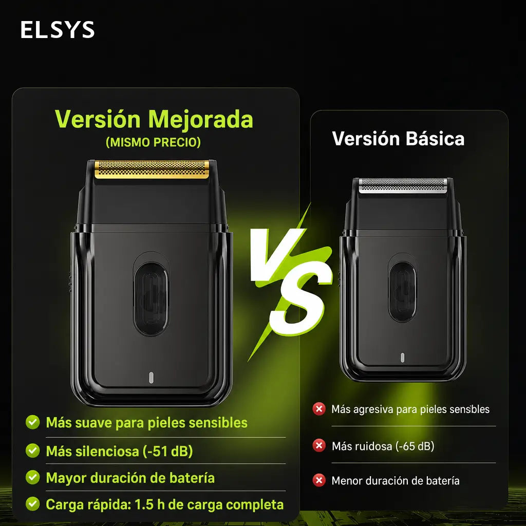 Máquina de afeitar compacta recargable con malla ultrafina 0.05 mm, recortador de patillas y estuche para llevar en bolsillo durante viajes