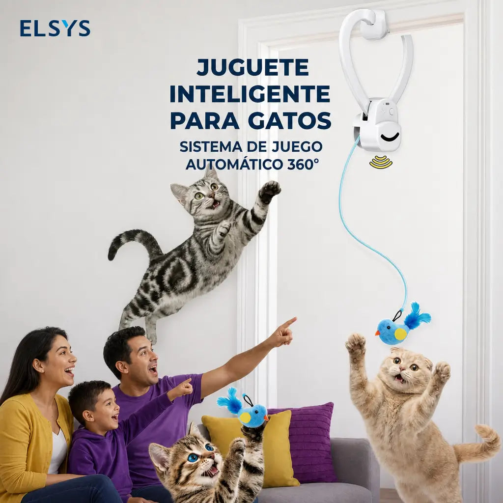 Juguete interactivo para gatos de interior con ave voladora automática USB-C para ejercicio, caza y diversión sin manos en gatitos y adultos