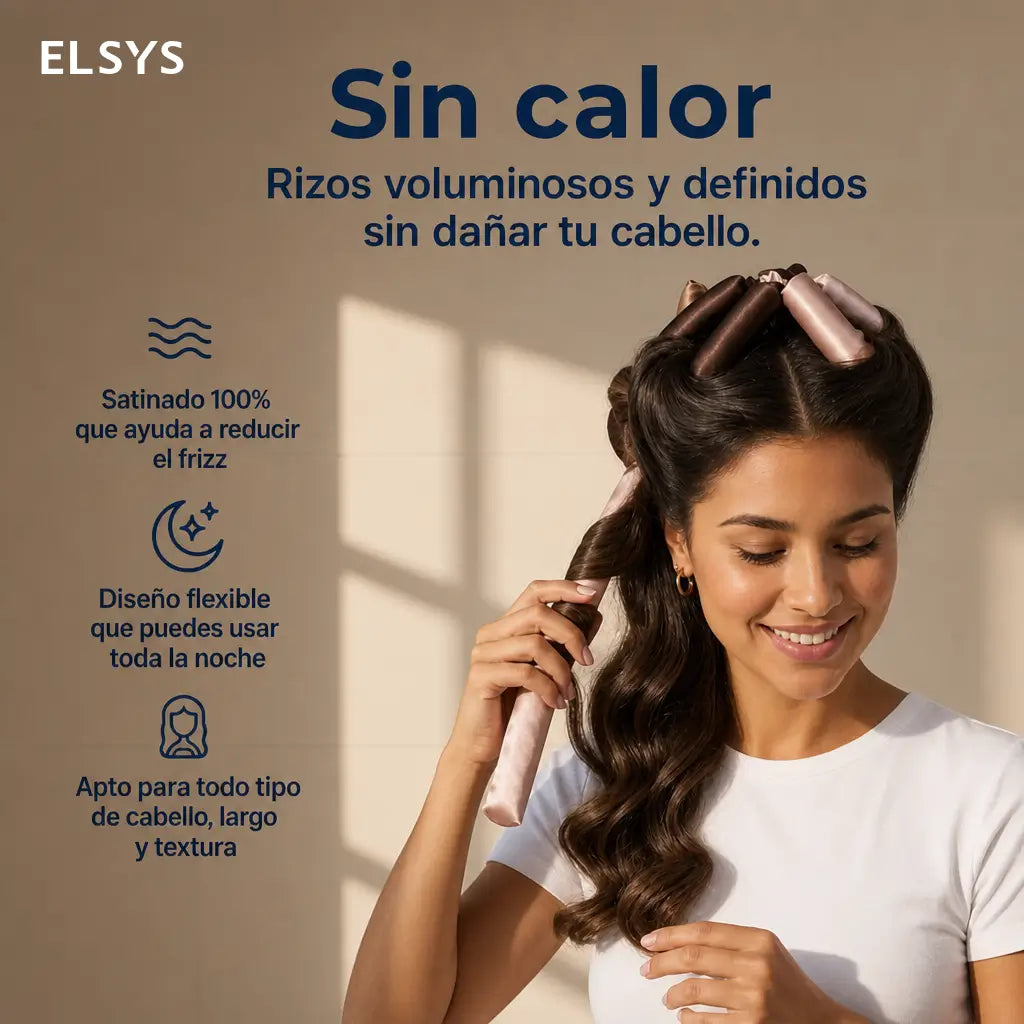 Rulos satinados sin calor jumbo flexibles de 4 piezas para ondas suaves y rizos grandes mientras duermes sin maltratar el cabello