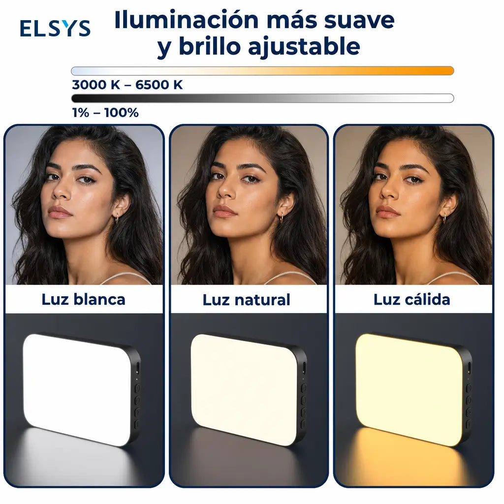 Luz LED recargable de clip con 3 tonos y 10 niveles para selfies, videollamadas, streaming y maquillaje en celular o laptop
