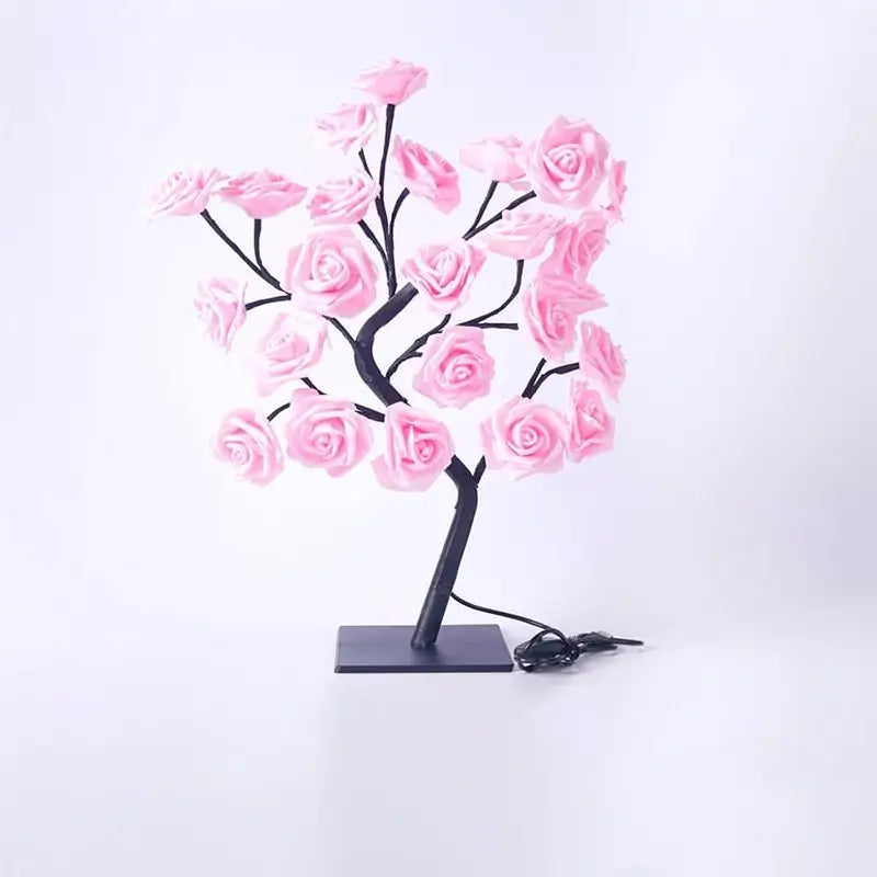 Lámpara de Noche con Diseño de Árbol de Rosas, Lámpara de Mesa USB, Luces Decorativas de Interior para Recámara, Regalo de San Valentín y Decoración del Hogar
