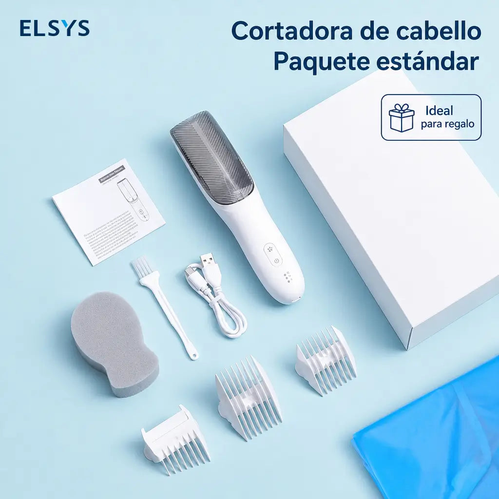 Cortadora de cabello para bebé con succión silenciosa, cuchillas cerámicas y peines ajustables para cortes seguros en casa prácticos