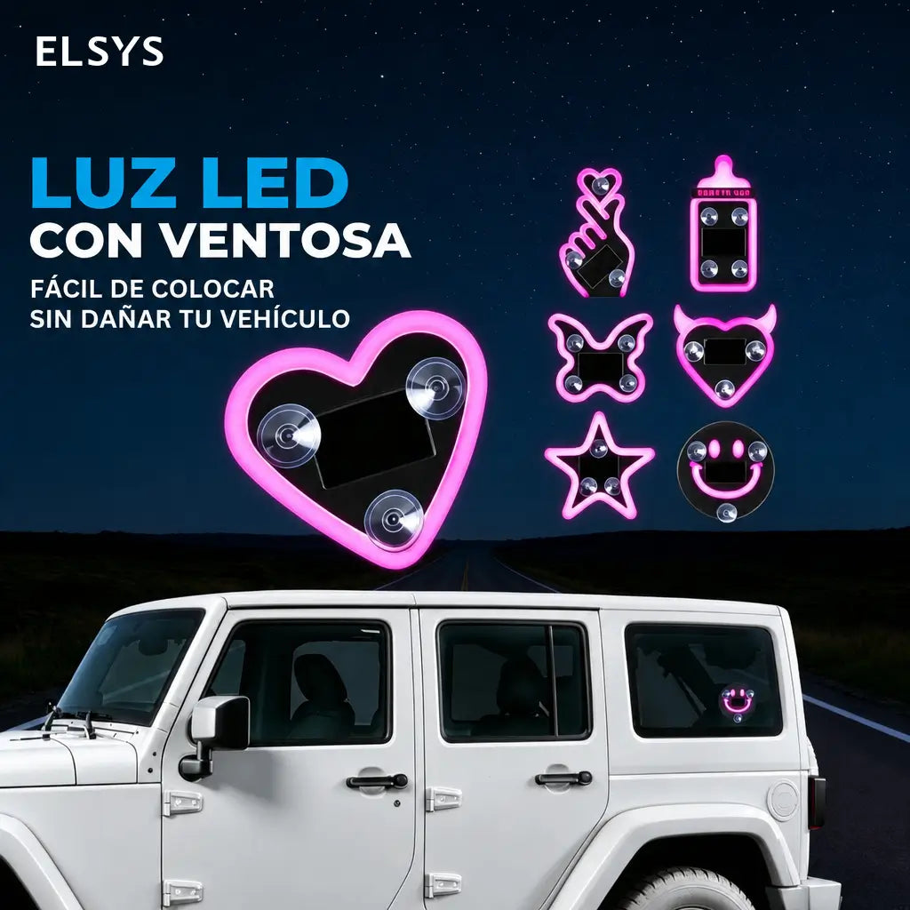 Luz LED neón solar en forma de corazón para pilar C, decoración interior inalámbrica para personalizar tu auto moderna y ecológica