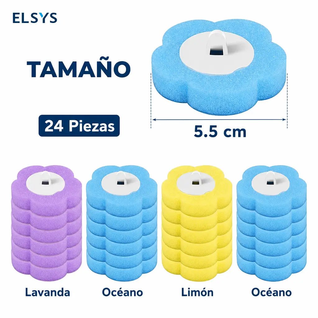 Cepillo desechable para baño con 24 repuestos aromáticos y soporte de pared para limpiar WC, lavabo, tina y mingitorio sin tocar cabezal