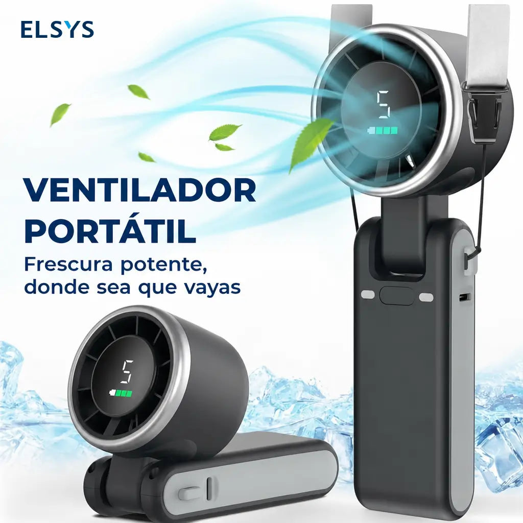 Ventilador portátil recargable 4000mAh con 5 velocidades, plegable y ligero para viajes, festivales, oficina y días de calor al aire libre