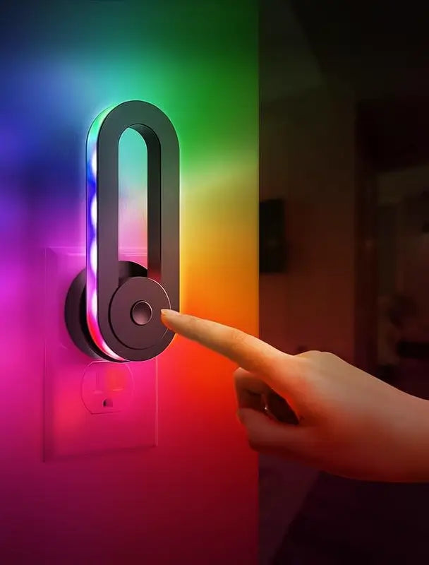 Lámpara de Noche LED RGB con Efecto de Flujo Arcoíris, 3 Modos, Rotación de 180° y Sensor Inteligente. Lámpara Decorativa para Cuarto de Gaming, Recámara o Buró