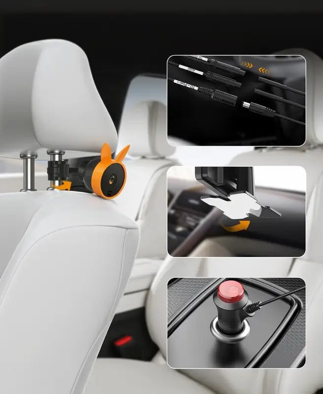 Monitor de Bebé para Auto con Cámara Dual de 18 cm, Pantalla Dividida 1080P HD, Visión Nocturna IR, Doble Cámara para 2 Bebés, Fácil Instalación, Ideal para Viajes Familiares y Mascotas
