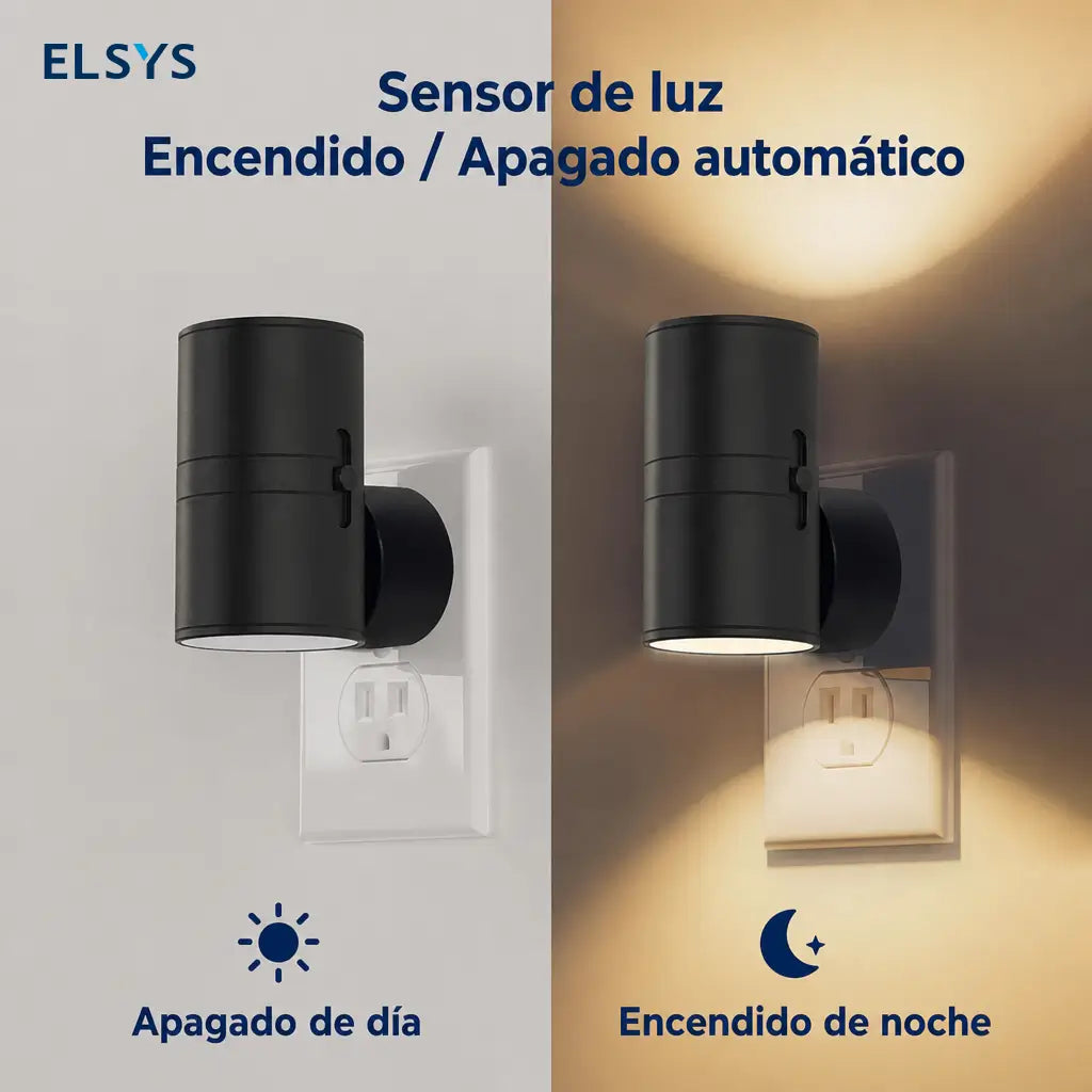 Set de 2 luces nocturnas LED enchufables con sensor automático y brillo ajustable para pasillos, recámaras y baño de tu casa