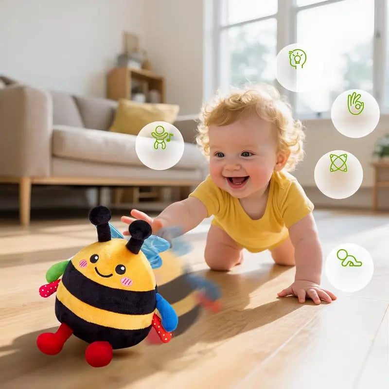 Juguete para Bebé de 6 a 12 Meses - Abeja de Peluche Musical que Gatea y Baila, Interactiva con 48 Canciones y Función de Repetir Voz, Ideal para Tummy Time y Estimulación Temprana