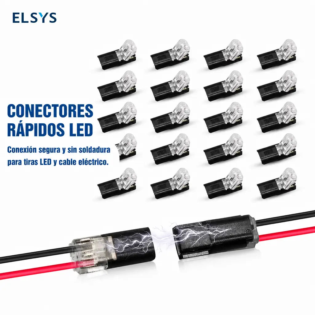 Conectores rápidos de 2 pines para tiras LED de bajo voltaje, con broche seguro para cableado DIY en auto y hogar