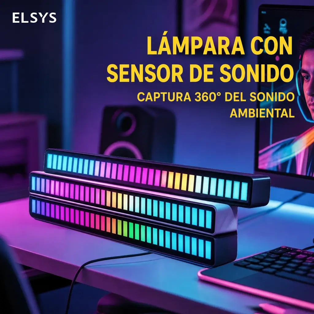 Luz LED RGB rítmica con control por app y USB-C para gaming, fiestas, auto y escritorio con sonido sincronizado portátil recargable