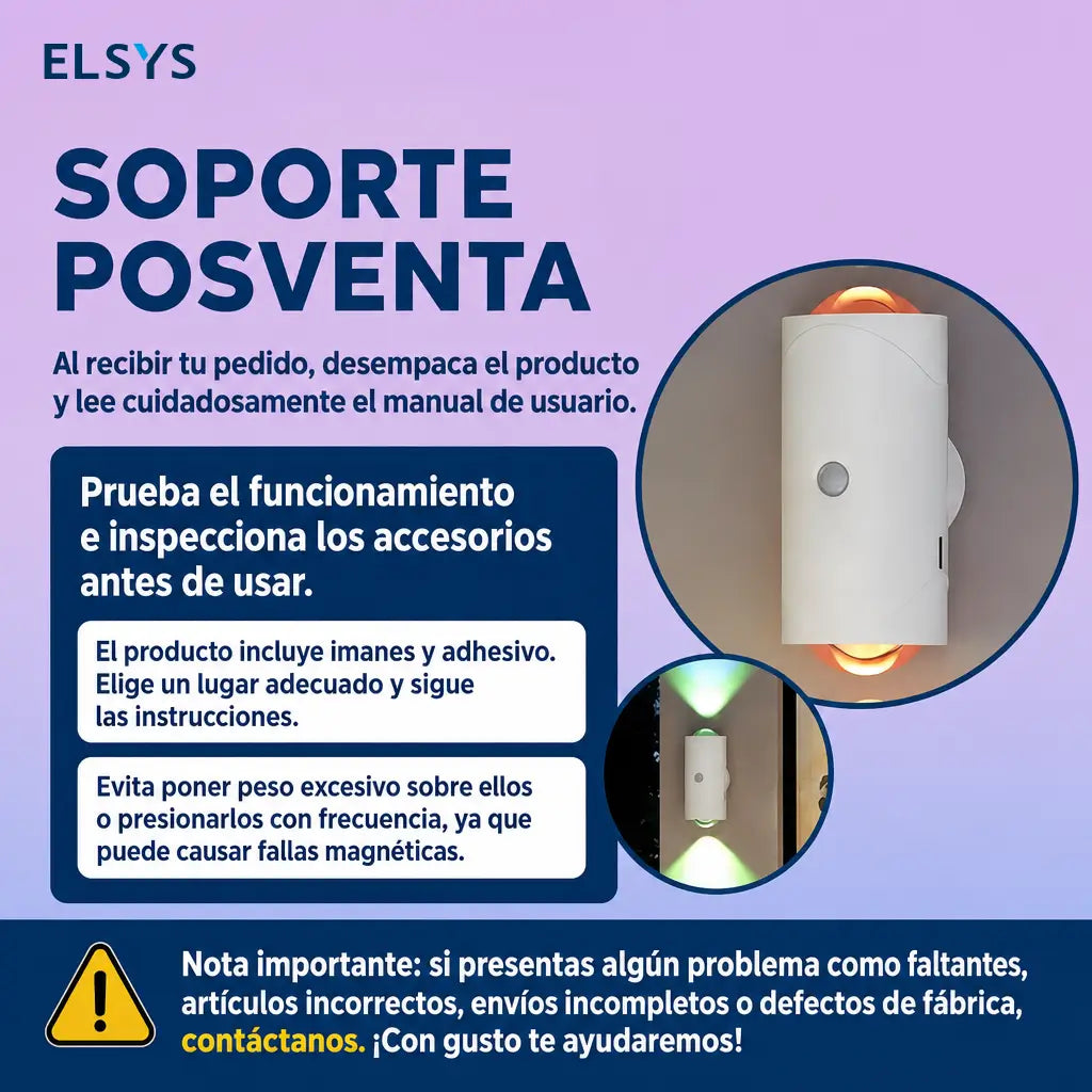 Lámpara LED nocturna recargable con sensor de movimiento y luz RGB regulable, instalación magnética para recámara, escaleras, pasillos y entrada hogar