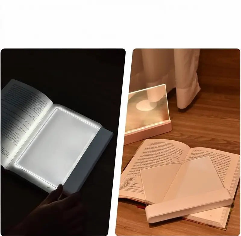 Lámpara de Lectura Plana LED Recargable con Temporizador, Panel de Luz para Leer en la Cama, Lámpara de Página Completa Atenuable, Regalo Original para Lectores