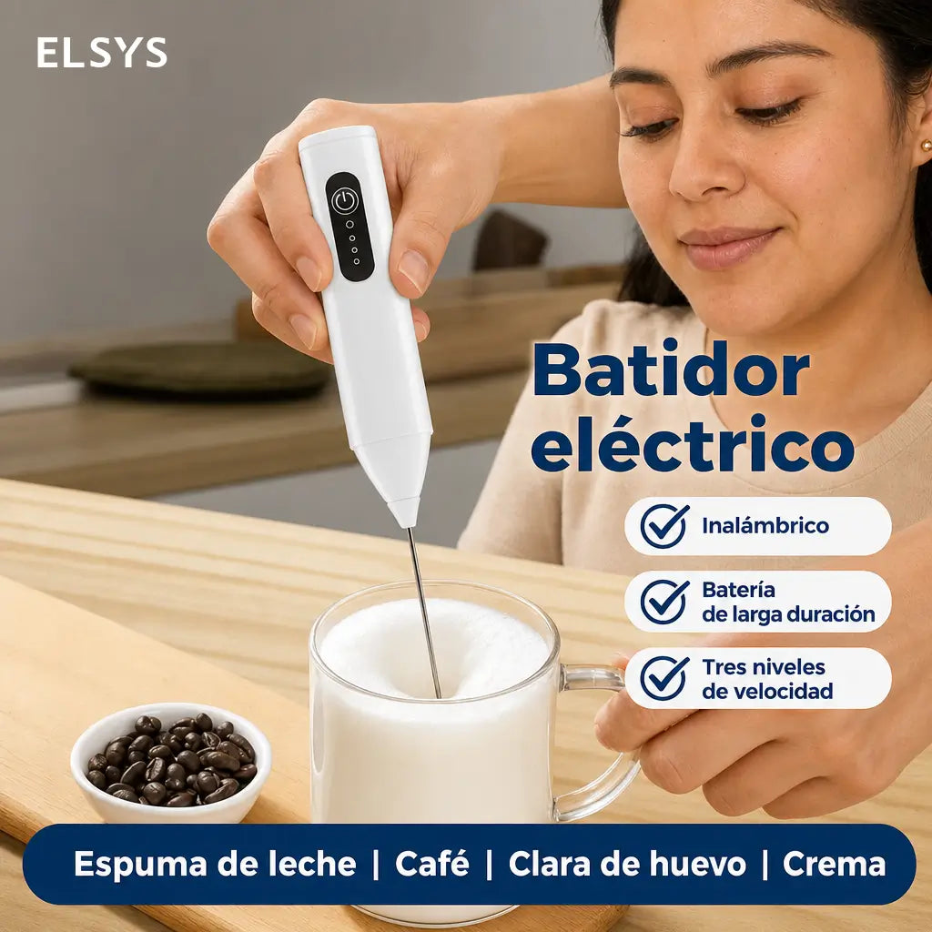 Batidor eléctrico inalámbrico para leche con varilla de acero inoxidable desmontable, ideal para café, huevos, crema y matcha en casa y viajes