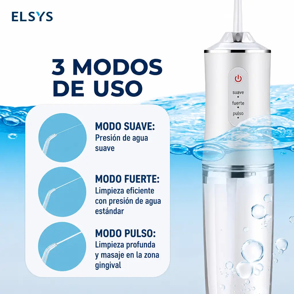 Irrigador bucal portátil recargable con tanque desmontable de 300 ml para limpieza dental diaria y cuidado de encías en adultos