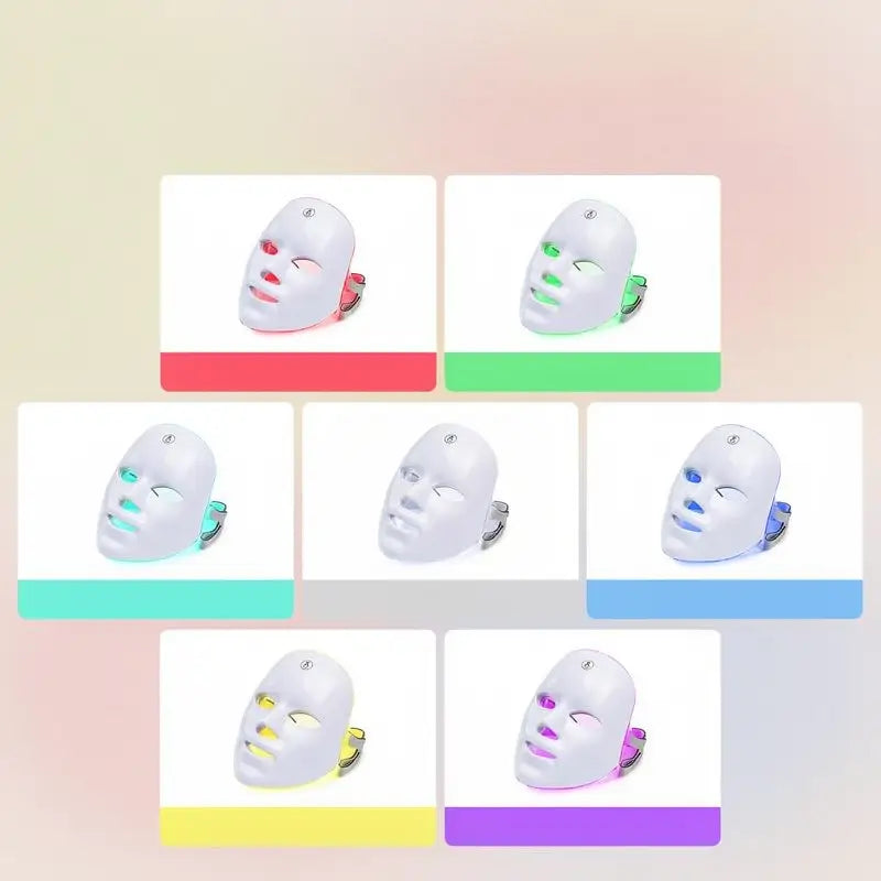 Máscara de Terapia de Luz Roja, LED de 7 Colores para Fotorejuvenecimiento, Cuidado Facial Diario, Carga Inalámbrica, Regalo Ideal para Mujer, Cuidado de la Piel para Otoño e Invierno