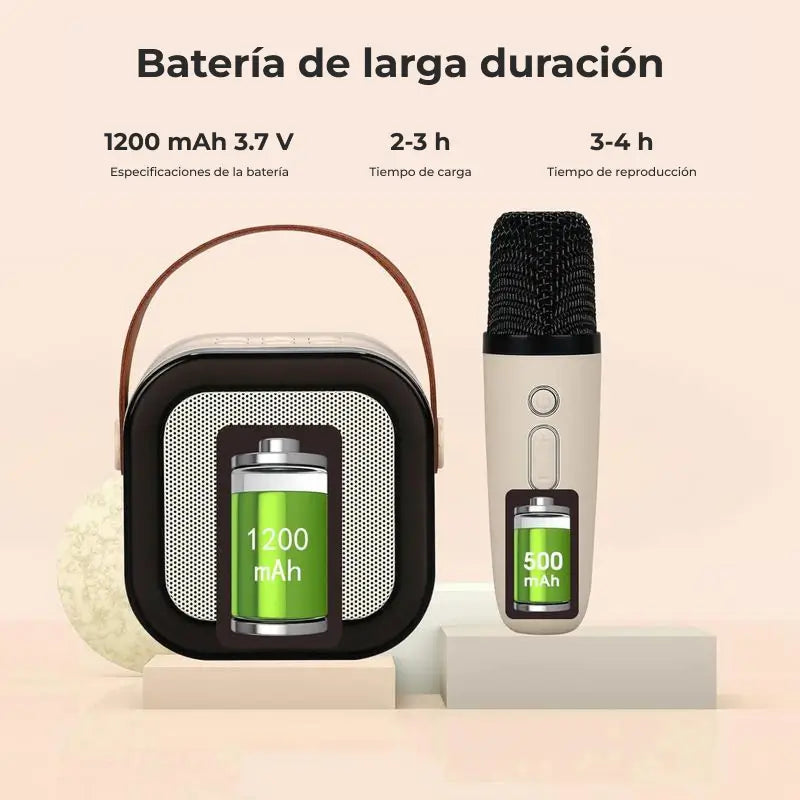 Mini Máquina de Karaoke con 2 Micrófonos Inalámbricos, Bocina Bluetooth con Luz LED Nocturna, Sistema de Karaoke Portátil para Fiestas