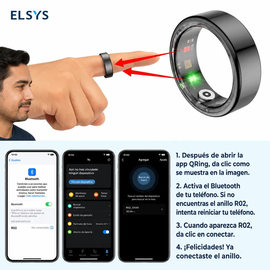 Anillo inteligente R09 con estuche de carga, monitoreo de sueño y temperatura para actividad diaria y bienestar en pareja sin complicaciones