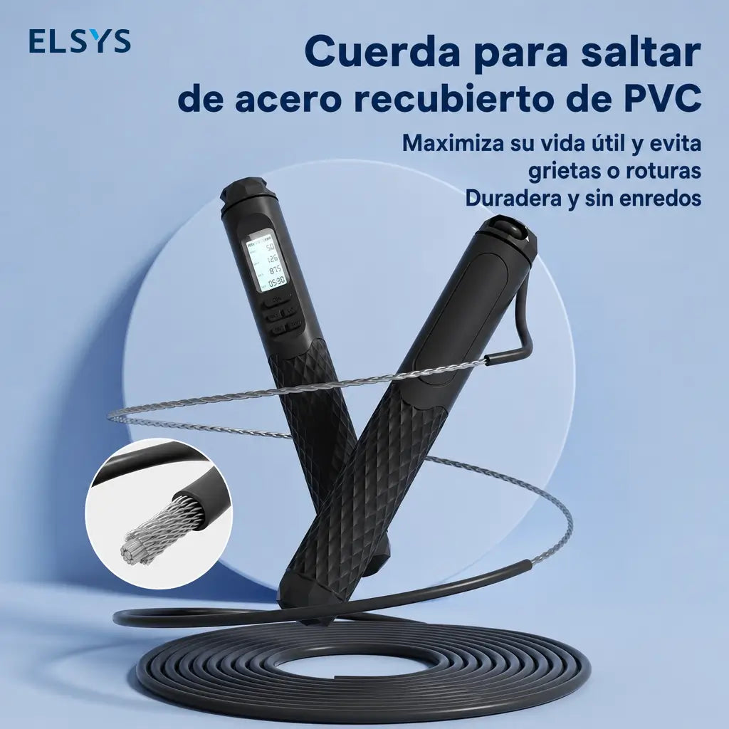Cuerda para saltar 2 en 1 sin cable con contador LCD, ajustable para cardio, box, crossfit y entrenamientos en casa diarios