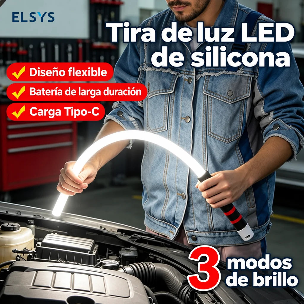 Lámpara de trabajo flexible con imán y 3 intensidades