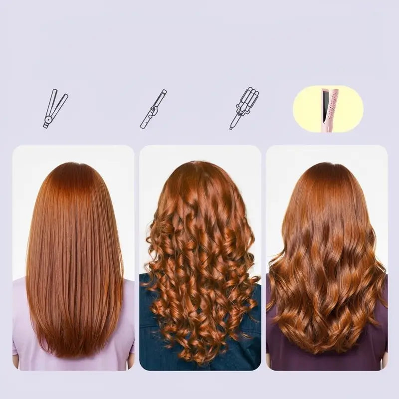 Estilizador de Cabello 2 en 1 con Flujo de Aire, Plancha y Rizadora