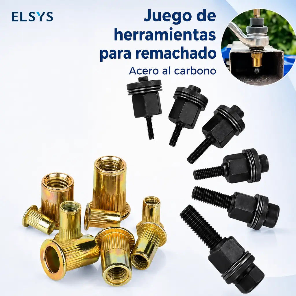 Kit surtido de tuercas remachables M3-M8 de acero al carbono para reparación automotriz y estanterías
