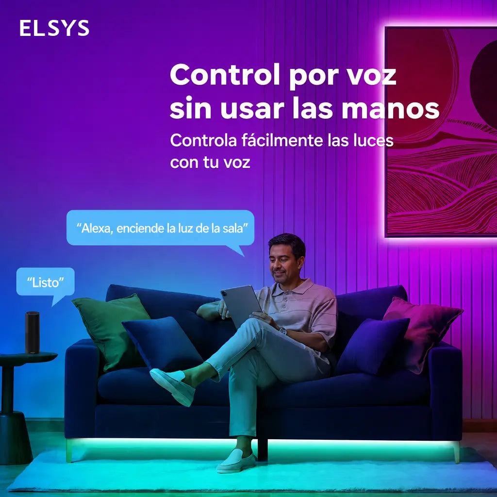 Tira inteligente de luces LED WiFi RGB 15 m o 30 m con app, control de voz y música para recámaras, salas y fiestas