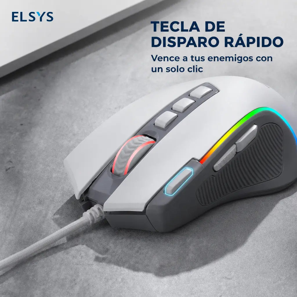 Mouse gamer alámbrico óptico de 8000 DPI con 11 botones programables y RGB para partidas precisas en computadora y trabajo diario