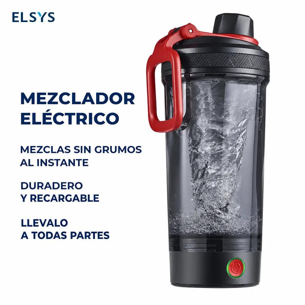 Shaker eléctrico para proteína con mezcla sin grumos, carga USB-C y tapa antifugas para gimnasio, oficina y batidos post entrenamiento