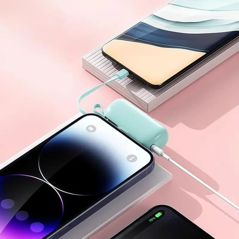 Mini Power Bank de 5000mAh con Carga Rápida de 22.5W, Batería Portátil con Pantalla Digital y Dos Puertos (USB-C y USB-A), Diseño Compacto y Ligero para Viajes