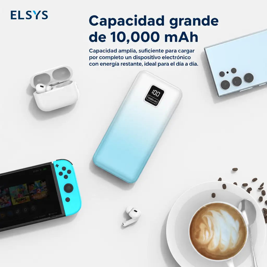 Paquete de 2 power banks 10000mAh con carga rápida 22.5W, 3 puertos y pantalla LED para celular, tablet y viajes diarios