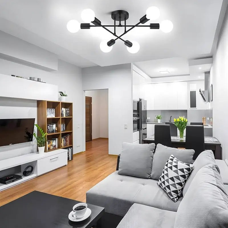 Lámpara de Techo de 6 Luces, Diseño Moderno e Industrial