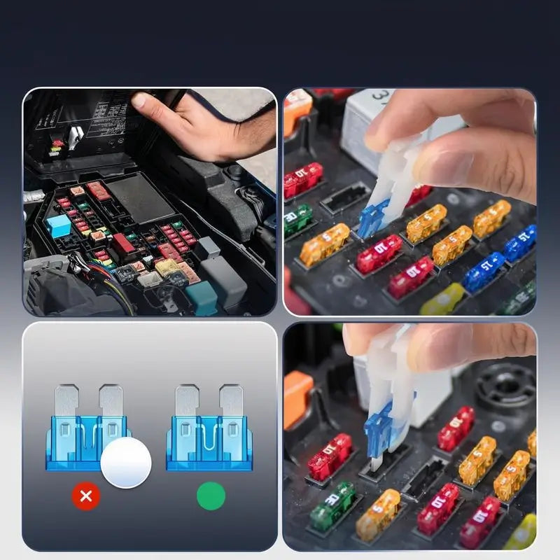 Kit de Surtido de 300 Fusibles para Automóvil, 150 Mini Fusibles + 150 Estándar con Extractor – Repuesto para Camioneta, Bote y RV (2A 3A 5A 7.5A 10A 15A 20A 25A 30A 35A 40A)