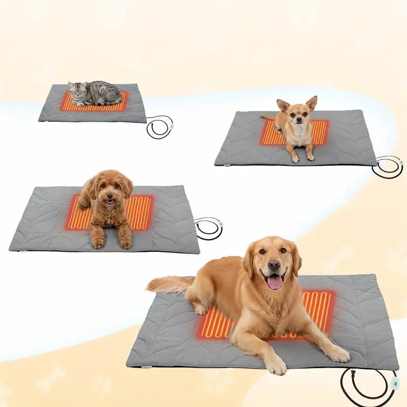 Tapete Térmico para Perros y Gatos con Calefacción Abdominal – Diseño de Seguridad de 7 Capas, Protección contra Sobrecalentamiento, Cable Resistente a Mordidas, Impermeable y Lavable