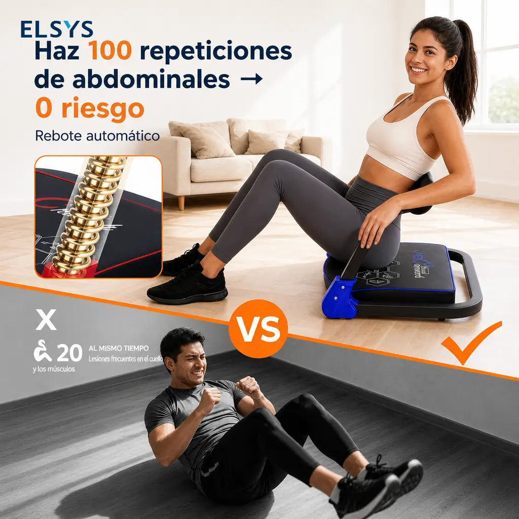 Máquina abdominal plegable con resistencia ajustable y rebote automático para entrenar core y cuerpo completo en casa sin ocupar mucho espacio